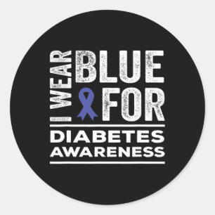 Adesivo Redondo Eu Visto Azul Para Sensibilização Para A Diabetes