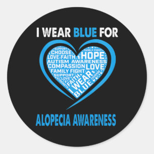 Adesivo Redondo Eu Visto Azul Por Alopecia Consciência Fé Esperanç