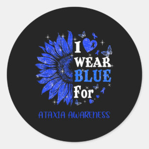 Adesivo Redondo Eu visto Blue Twinkle Heart Sunflower Ataxia Aware