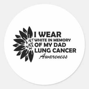 Adesivo Redondo Eu Visto Branco Em Memória Do Meu Cancer Pulmonar