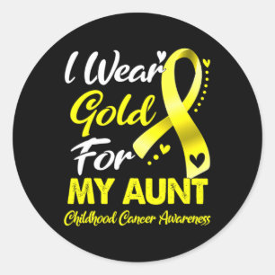 Adesivo Redondo Eu Visto Dourado Para A Minha Tia Infância Cancer 
