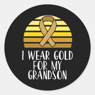 Adesivo Redondo Eu Visto Dourado para o meu neto Cancer de infânci