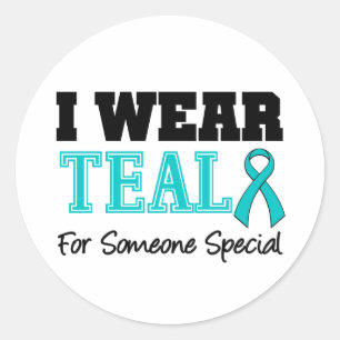Adesivo Redondo Eu Visto Fita Teal Para Alguém Especial