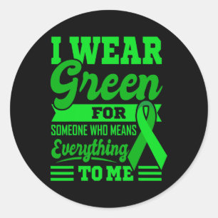 Adesivo Redondo Eu VISTO GREEN World Cancer Day Oferecer Fita Verd