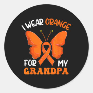 Adesivo Redondo Eu Visto Laranja Para Meu Avô Borboleta Leucemia A