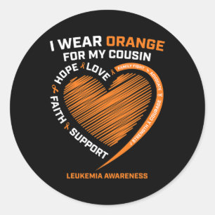 Adesivo Redondo Eu Visto Laranja Para Meu Primo Leucemia Sensibili