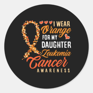 Adesivo Redondo Eu Visto Laranja Para Minha Filha, Leucemia Cancer
