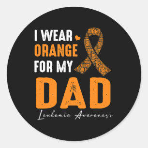 Adesivo Redondo Eu Visto Laranja Para O Meu Cancer De Leucemia Pai