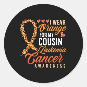 Adesivo Redondo Eu Visto Laranja Para O Meu Primo, Cancer De Leuce