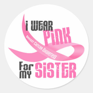 Adesivo Redondo Eu visto o rosa para minha irmã 33