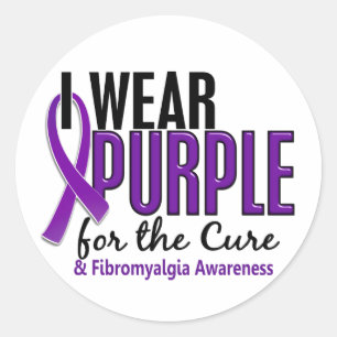 Adesivo Redondo Eu visto o roxo para a fibromialgia da cura 10