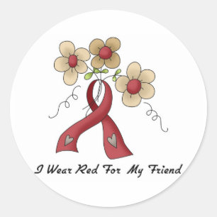 Adesivo Redondo Eu visto o vermelho para um amigo