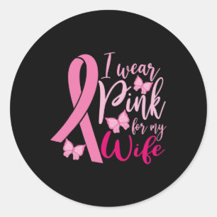 Adesivo Redondo Eu Visto Rosa Para A Consciência Do Cancer 1 Da Mi