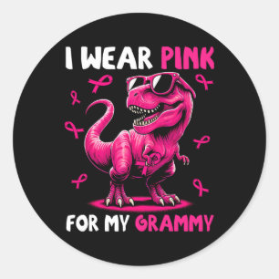 Adesivo Redondo Eu Visto Rosa Para O Meu Vírgula T-Rex Dinossauro