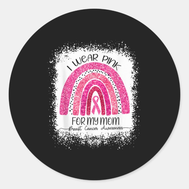 Adesivo Redondo Eu visto rosa para outubro (Frente)