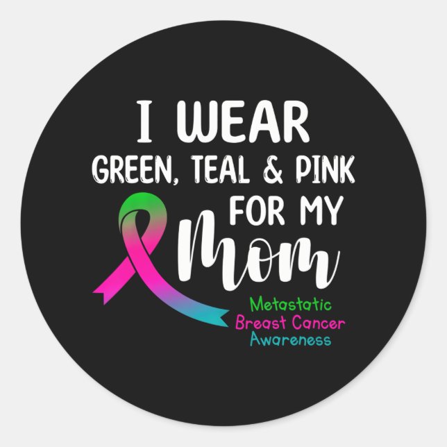 Adesivo Redondo Eu Visto Rosa Verde Para Minha Mãe Metastásica (Frente)