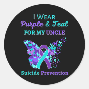 Adesivo Redondo Eu Visto Roxo E Teal Para O Meu Tio Suicídio Preve