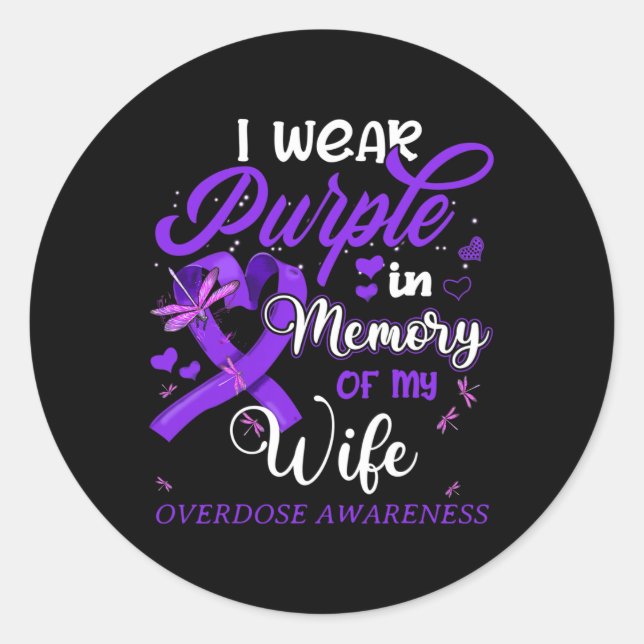 Adesivo Redondo Eu Visto Roxo Na Memória Para Meu Sobredosagem Da  (Frente)