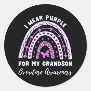 Adesivo Redondo Eu Visto Roxo Para A Consciência De Sobredosagem D