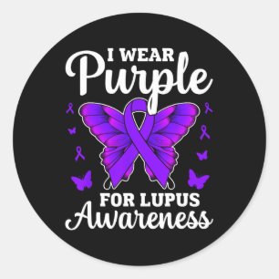 Adesivo Redondo Eu Visto Roxo Para A Consciência Do Lupus Mês Borb