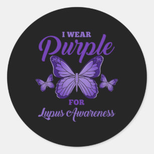 Adesivo Redondo Eu Visto Roxo Para A Consciencialização Do Lupus C