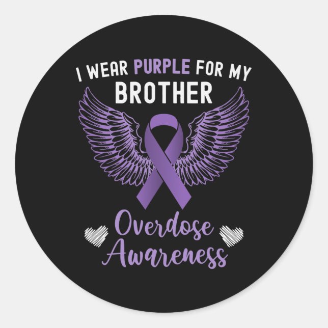 Adesivo Redondo Eu Visto Roxo Para Meu Irmão Em Sobredosagem De Me (Frente)