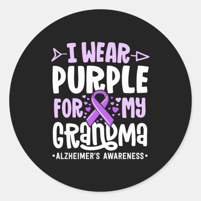 Adesivo Redondo Eu Visto Roxo Para Minha Família Avó Alzheimers (Frente)