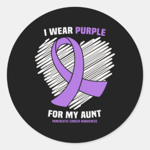 Adesivo Redondo Eu Visto Roxo Para Minha Tia Câncer de pâncreas Aw
