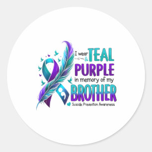 Adesivo Redondo Eu Visto Roxo Teal Em Memória Do Meu Irmão Suicídi