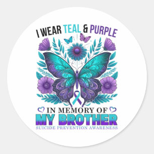 Adesivo Redondo Eu Visto Roxo Teal Em Memória Do Meu Irmão Suicídi