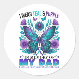 Adesivo Redondo Eu Visto Roxo Teal Em Memória Do Meu Pai Suicídio