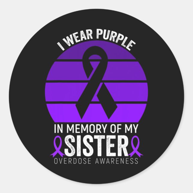 Adesivo Redondo Eu Visto Sobredosagem Roxa Sensibilização Roxo Fri (Frente)