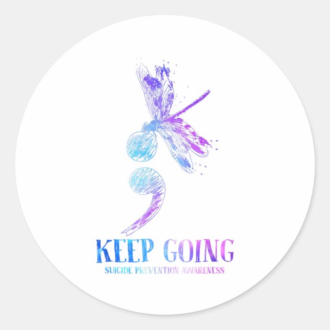 Adesivo Redondo Eu Visto Teal &amp; Prevenir Suicídio Púrpura Awar (Frente)