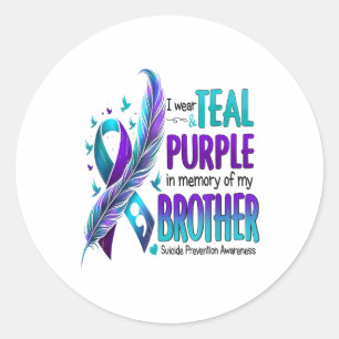 Adesivo Redondo Eu Visto Teal &amp; Purple Para Meu Irmão Suicídio