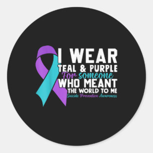 Adesivo Redondo Eu Visto Teal & Roxo Para Alguém Que Eu Amo Su