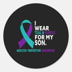 Adesivo Redondo Eu Visto Teal & Roxo Para O Meu Filho, Evitar