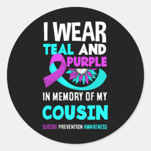 Adesivo Redondo Eu Visto Teal E Roxo Para A Minha Peste De Suicídi