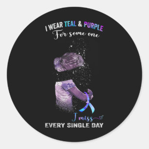 Adesivo Redondo Eu Visto Teal E Roxo Para A Prevenção Do Suicídio