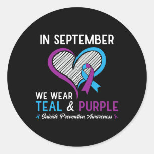 Adesivo Redondo Eu Visto Teal E Roxo Para A Prevenção Do Suicídio