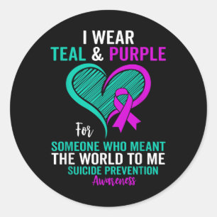 Adesivo Redondo Eu Visto Teal E Roxo Para A Prevenção Do Suicídio
