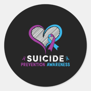 Adesivo Redondo Eu Visto Teal E Roxo Para A Prevenção Do Suicídio