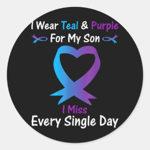 Adesivo Redondo Eu Visto Teal E Roxo Para Meu Filho Eu Sinto Falta