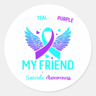 Adesivo Redondo Eu Visto Teal E Roxo Para Minha Amiga Preve Suicíd