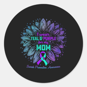 Adesivo Redondo Eu Visto Teal E Roxo Para Minha Mãe, Suicídio Prev