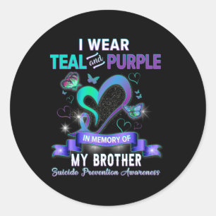 Adesivo Redondo Eu Visto Teal E Roxo Para O Meu Irmão Suicida Ante