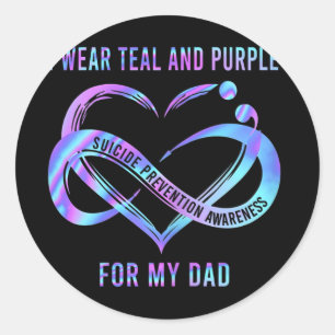 Adesivo Redondo Eu Visto Teal E Roxo Para O Meu Suicídio De Fita D