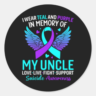 Adesivo Redondo Eu Visto Teal E Roxo Para O Meu Tio Suicídio Preve