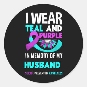 Adesivo Redondo Eu Visto Teal E Roxo Pelo Meu Suicídio Do Marido A