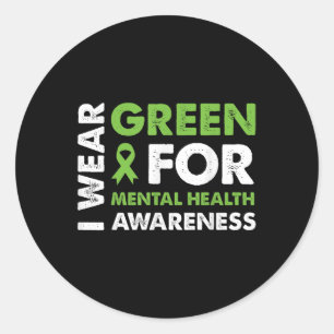 Adesivo Redondo Eu Visto Verde Para A Sensibilização Mental Para A