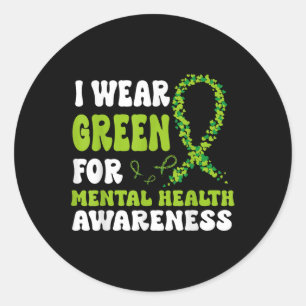 Adesivo Redondo Eu Visto Verde Para Homens De Consciência Mental M